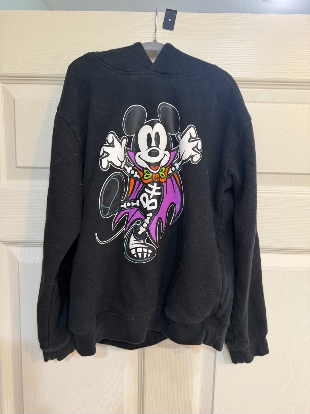 Disney Black Mickey Mouse Halloween Graphic Hoodie with Purple Accents